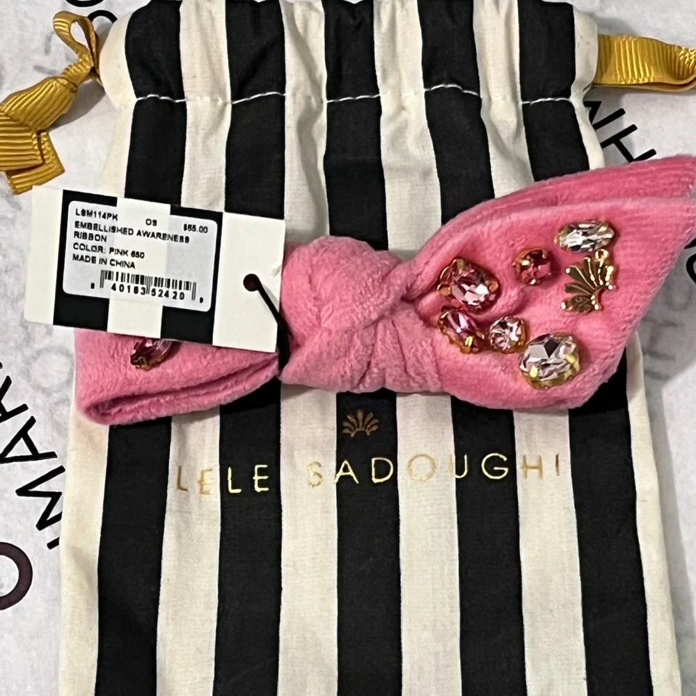 LELE SADOUGHI NWT AUTHENTIC PINK EMBELLISHED BREAST CANCER AWARENESS RIBBON - Picture 6 of 10